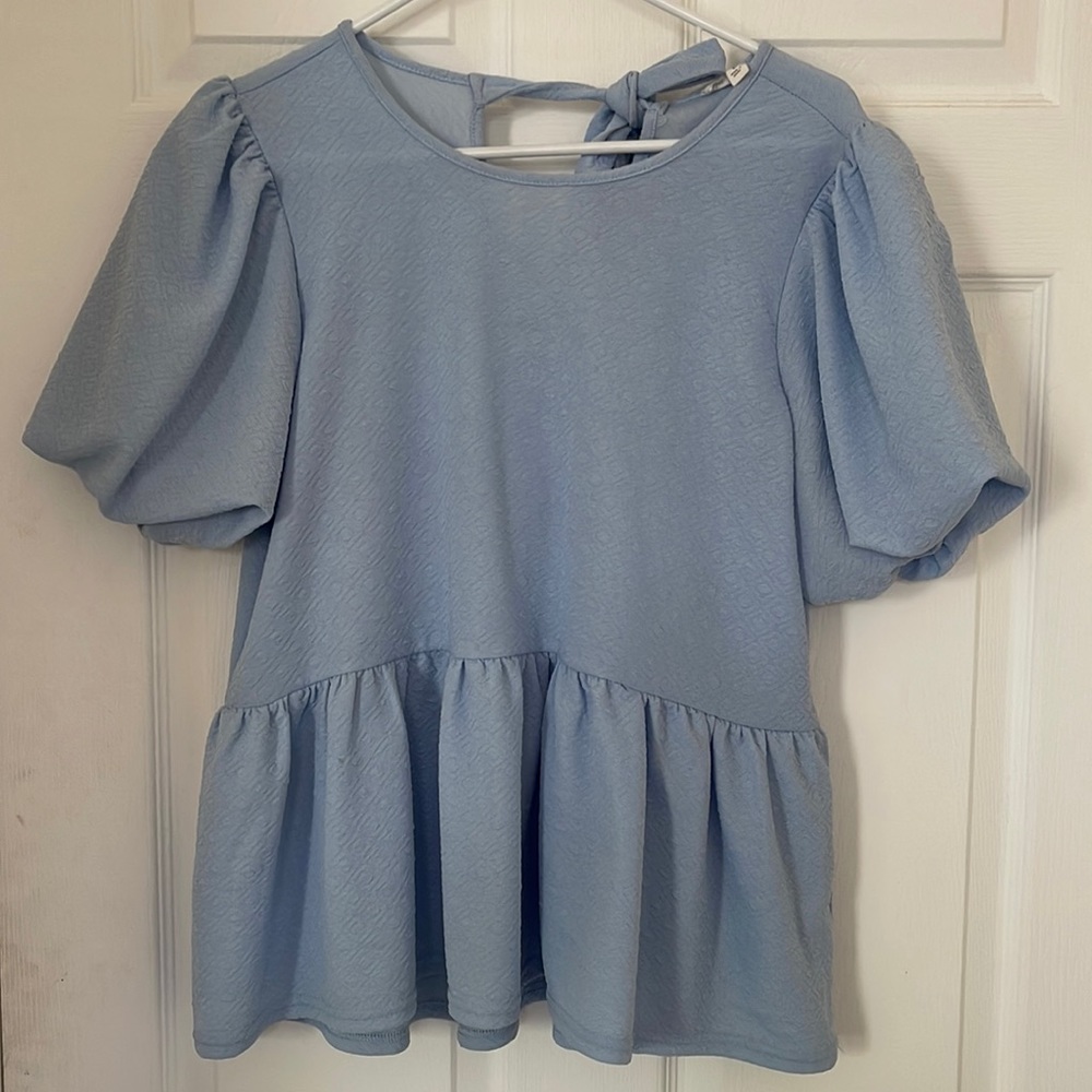 Light Blue Peplum Top